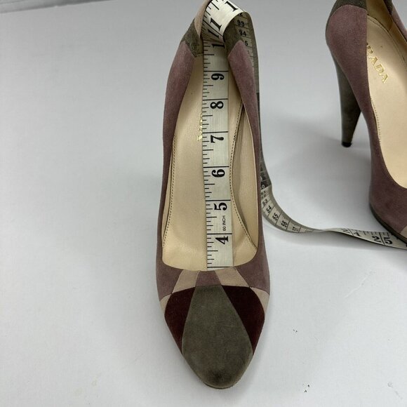 Prada Women's Lampone Grafite Calzature Donna Camoscio Grafic Pumps EU 37.5/US 7 - Picture 16 of 17